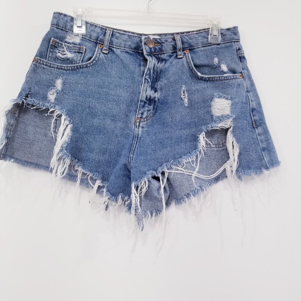 Forever 21 Distressed High Waisted Denim Short